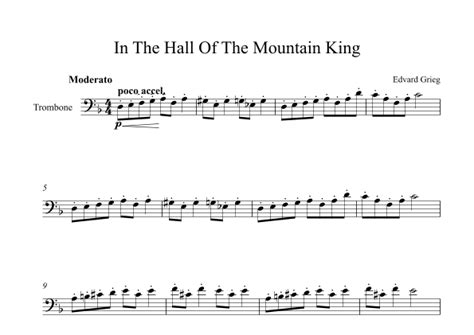 In The Hall Of The Mountain King Edvard Grieg Trombone Sheet Music