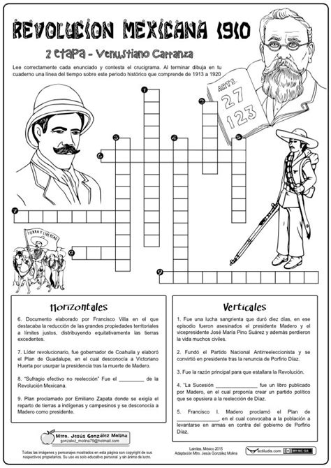 Actividades Resuelto Crucigrama De La Revolucion Mexicana 1910 Con