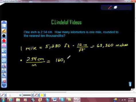 1 kilometer is equal to 0.62137119 miles: Converting Miles to Inches to Cm to Km - YouTube