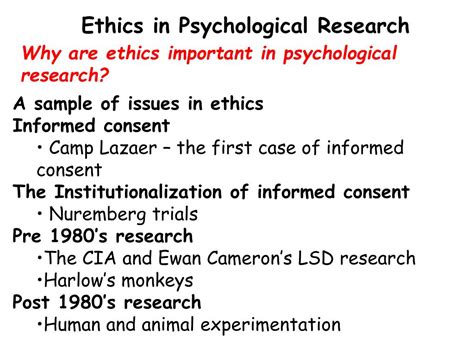 Ppt Why Are Ethics Important In Psychological Research Powerpoint