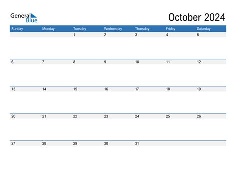 October 2024 Calendar Pdf Word Excel