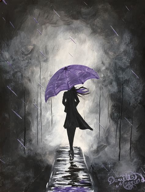 Purple Rain Acrylic Umbrella Art Umbrella Painting Rain Art