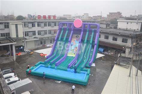 Cool 5 Lanes Giant Inflatable Water Slide With Big Pool Adult