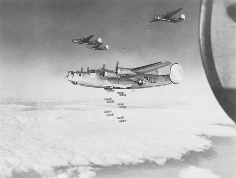 B 24 Liberator Bombers 8th Air Force Drops Bombs On Germany World War