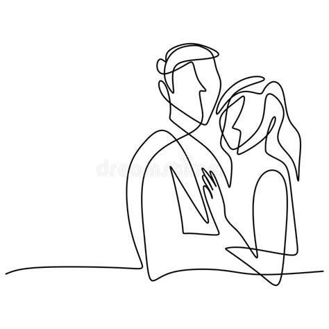 Couple Of Man And Woman Eating Vector Illustration Continuous One Line Drawing Single Hand