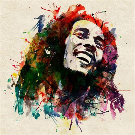 one of a kind colorful illustration of the most talented reggae music artist bob marley made