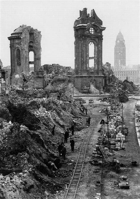 The Ruins Of The Frauenkirche Cathedral In Dresden Seen Here Workers