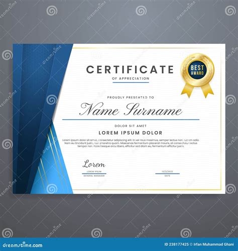 Blue And Gold Multipurpose Certificate Template With Gold Badge Modern