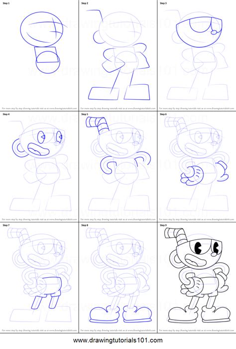 How To Draw Cuphead From Cuphead Printable Drawing Sheet By