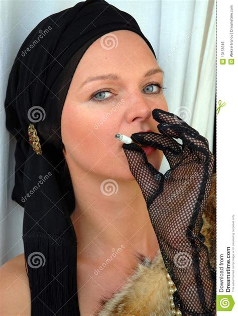 Beautiful Women Smoking A Cigarette Stock Photo Image