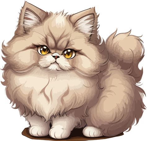fluffy persian cat cartoon sticker with ai generative 26792734 png