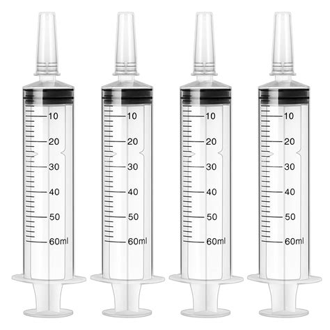 Buy 60ml Syringe 4 Pack Plastic Syringe With Cap Feeding Syringe For