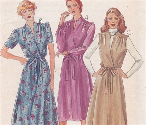 Cute Mock Wrap Front Dress Butterick 3962 Size 12 Sewing Etsy