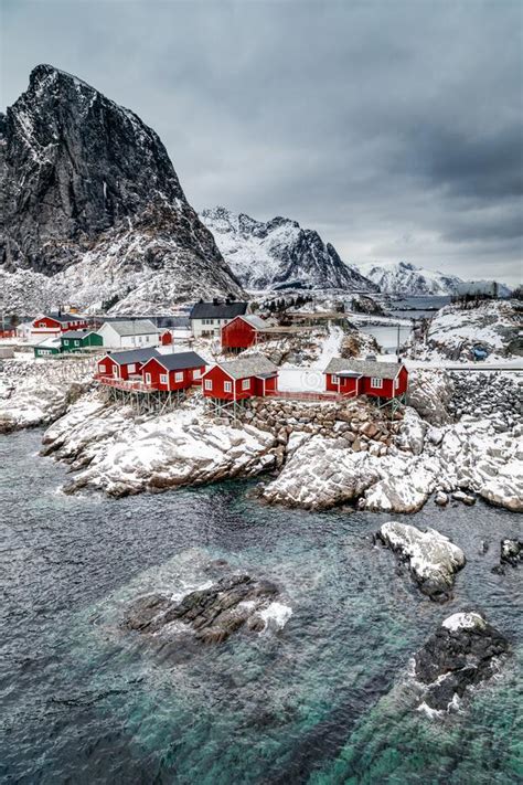 Lofoten Islands Reine Norway Hamnoy Fishing Village With Red Fishing