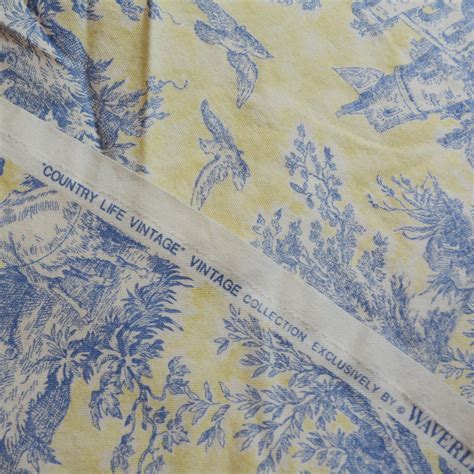 Blue French Toile Upholstery Fabric Country Life Waverly