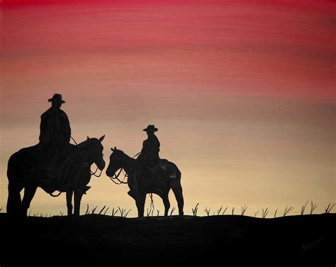 The Sunset Cowboy Painting By Edwin Alverio Fine Art America