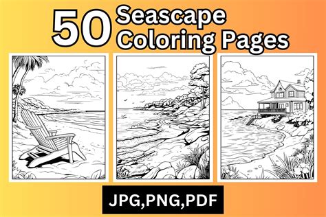 50 Seascape Coloring Pages For Adults Graphic By MrHokhong Creative