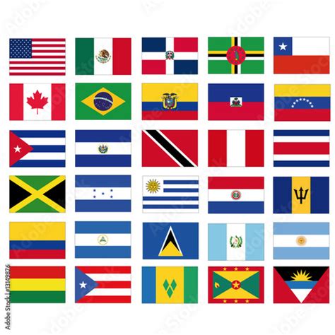 Vector Flags Of North South And Latin American Countries Stock Image