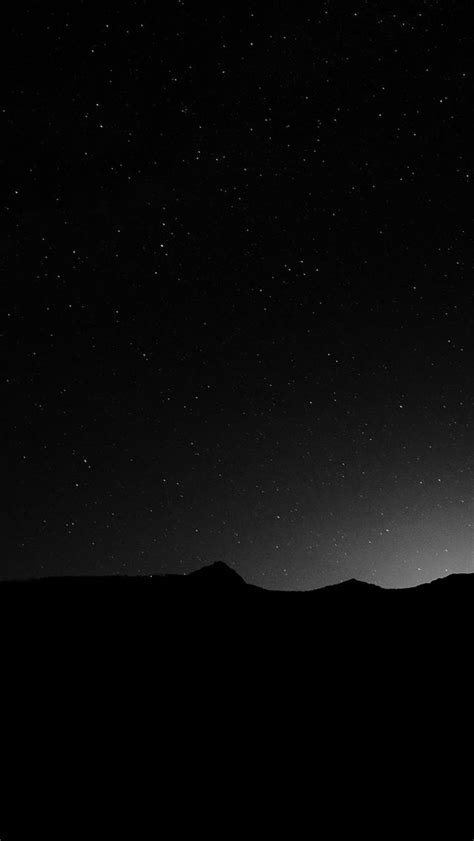 Dark Night Sky Silent Wide Mountain Star Shining Iphone