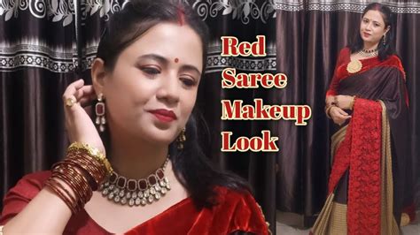 Red Saree Makeup Hairstyle Teej Makeup Look 2023 Nilu Prakash Youtube