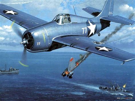 World War Ii Pacific Theater Aerial Battle Aircraft Painting Aircraft