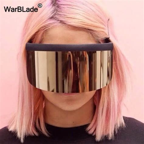 warblade new oversized shield visor sunglasses women designer big goggle frame mirror sun