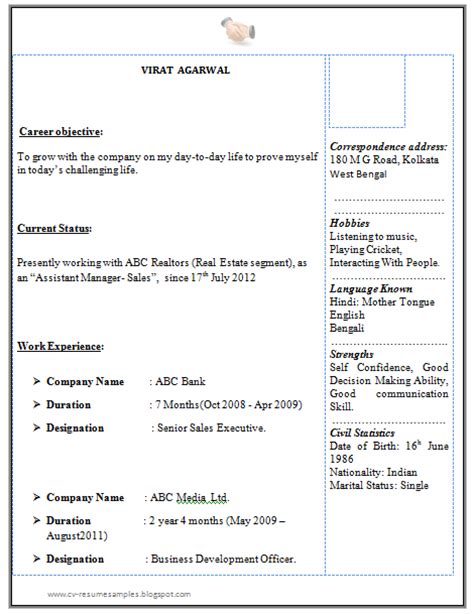 Cv format for freshers in word. Over 10000 CV and Resume Samples with Free Download ...
