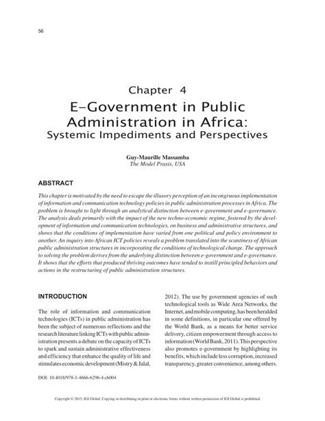 Pdf E Government In Public Administration In Africa Systemic