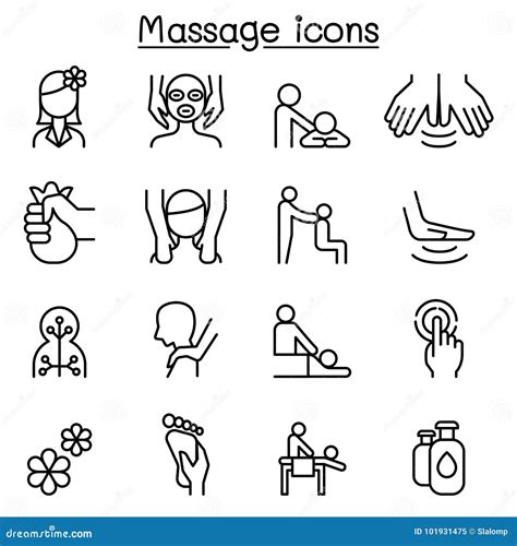 Massage And Spa Icon Set In Thin Line Style Cartoon Vector 101931475