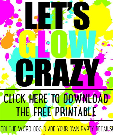 Diy Glow Party Invitations Free Printable Neon Party