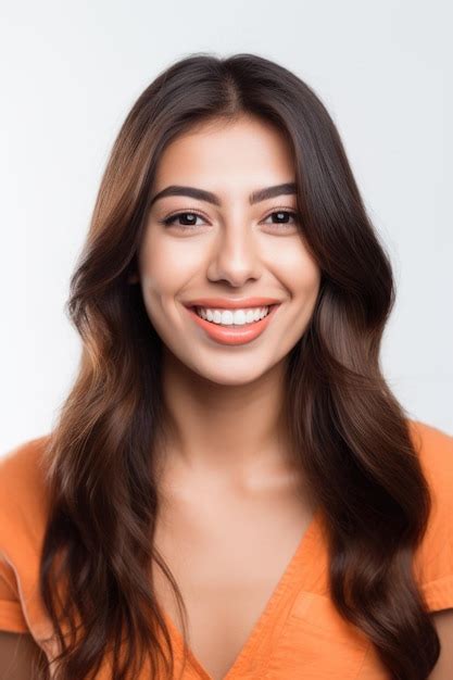 Premium Ai Image Latina Woman Portrait Smile And Happy On A White