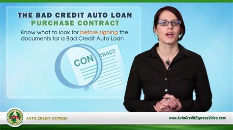 The Bad Credit Auto Loan Purchase Contract Youtube