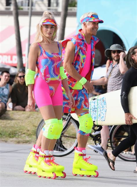 Barbie Margot Robbie And Ryan Gosling Rollerblade In Fluorescents Metro News
