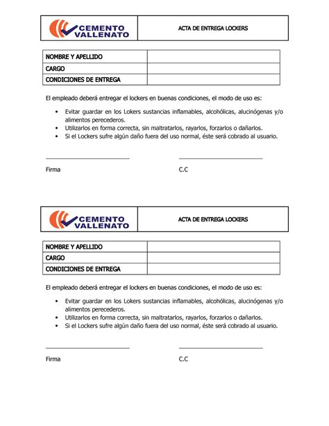 Carta De Entrega De Cargo Acta De Entrega De Cargo Nombre Y Apellido