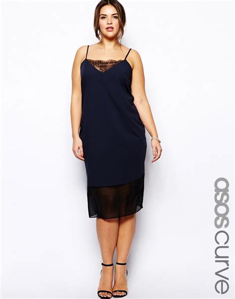 Asos Curve Asos Curve Cami Dress With Lace Trim In Longer Length At Asos Latest Fashion