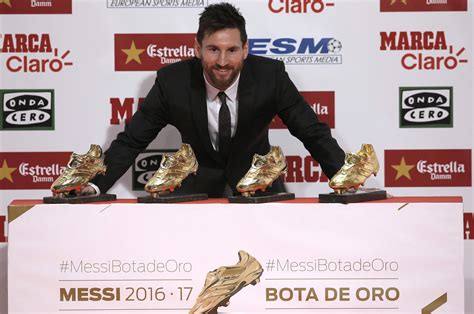 lionel messi receives 4th golden shoe as europe s top scorer the spokesman review