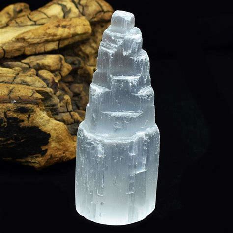 gemsmore exclusive selenite carved healing crystal tower