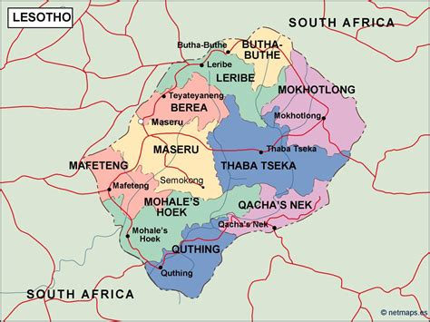 Independent country in southern africa. lesotho political map. Vector Eps maps. Eps Illustrator Map | Vector World Maps