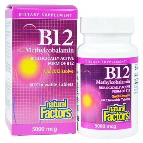 Because vitamin b12 is necessary for the formation of mature blood cells, deficiency of this vitamin can result in anemia. Natural Factors, B12, Methylcobalamin, 5000 mcg, 60 ...