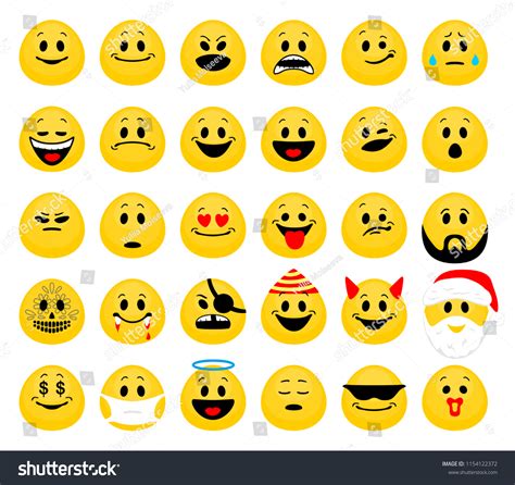 Vector Set Emoji Collection Smiley Emoticons Stock Vector Royalty Free