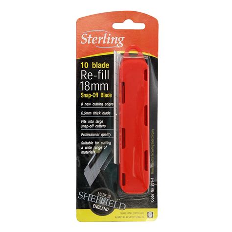 Sterling 18mm Large Snap Blade X10 Carded 003blades