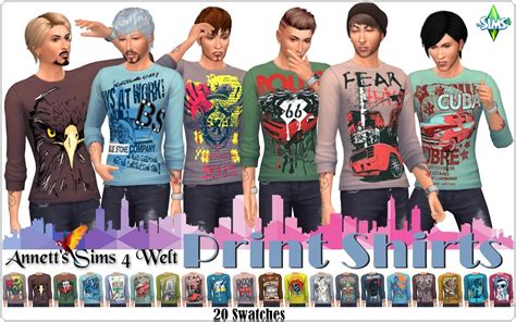 Annetts Sims 4 Welt Male Print Shirts