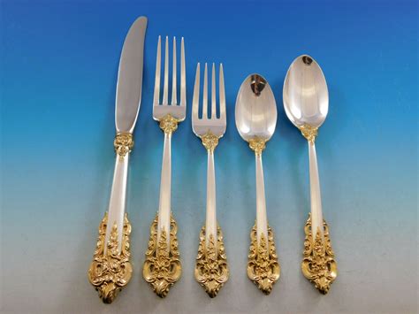 Grande Baroque Gold Accent By Wallace Sterling Silver Flatware For 8