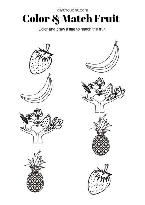 Color And Match Fruit Free Printable Worksheet 5 Ree Color And Match