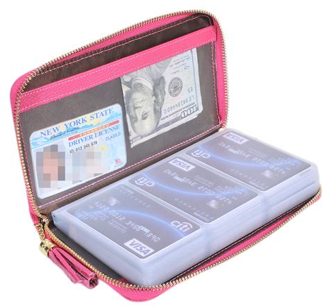 Easyoulife Credit Card Holder Wallet Womens Zipper Leather Case Purse