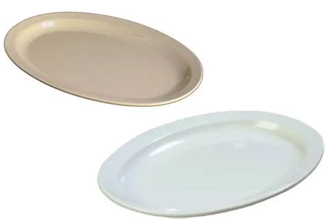 Vintage Melamine Oval Dinner Plates Set Narrow Rim Platter 13 14 X 9 5