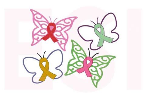 Butterfly Awareness ribbon SVG DXF EPS cutting files for