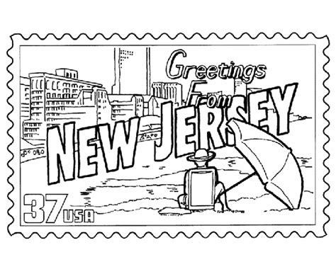 USA-Printables: New Jersey State Stamp - US States Coloring Pages