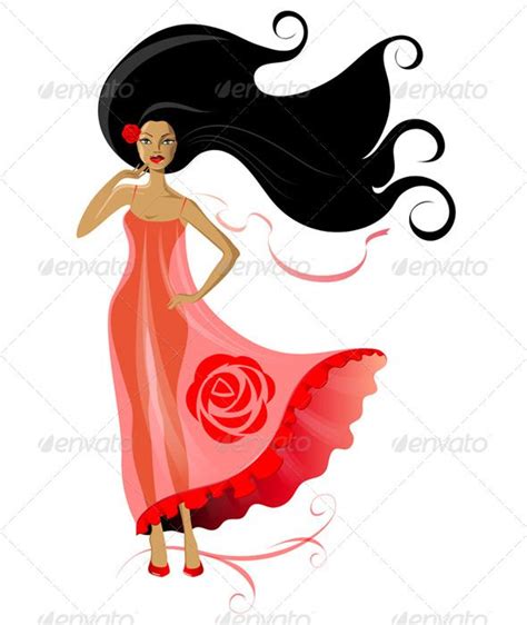 Woman In Pink Dress Graphicriver With Images Vector Graphics