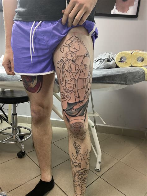 Outline To My Disney Leg Sleeve Done While Traveling Done By Catya At